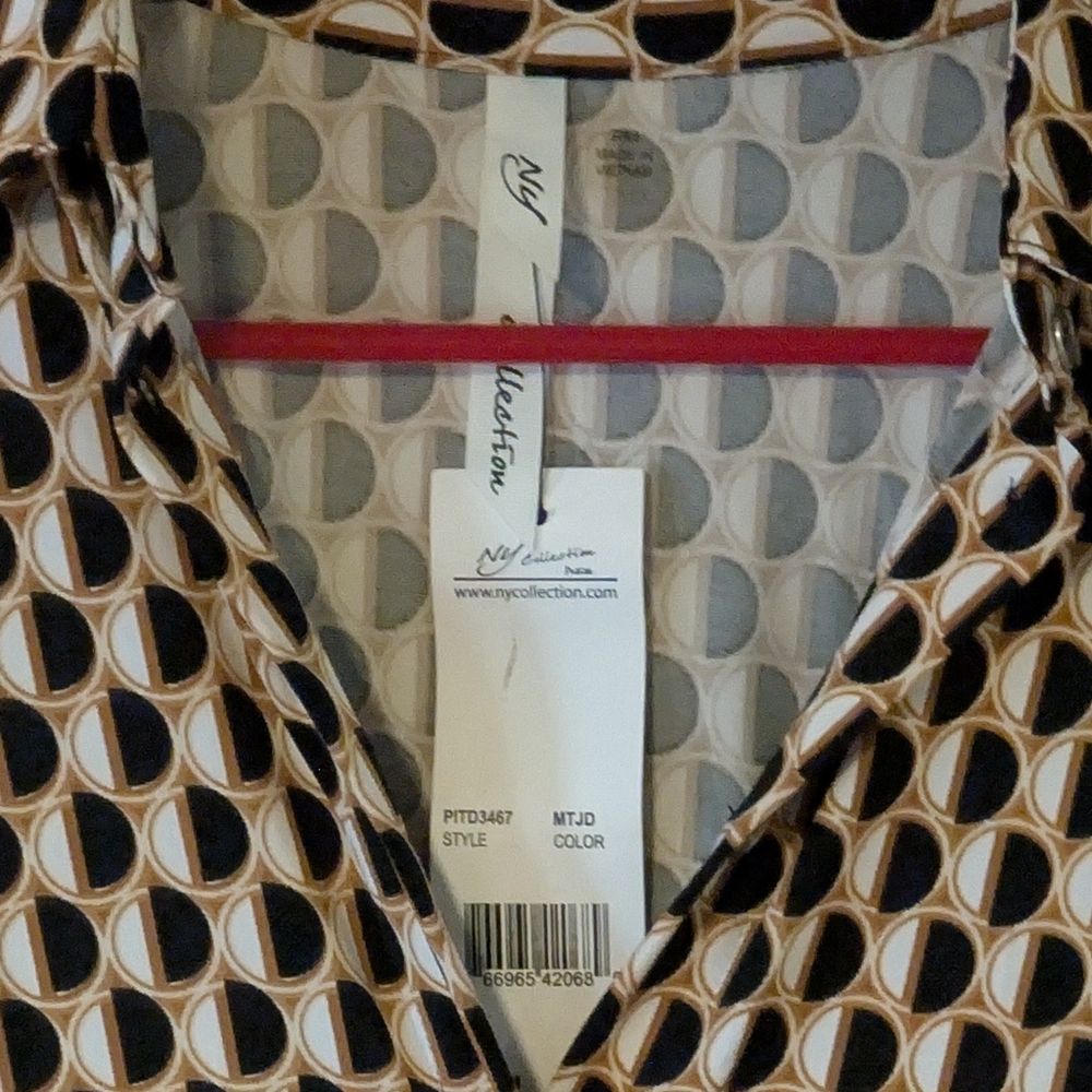 IC COLLECTION Black and Cream Long Sleeve Dress NWT'S